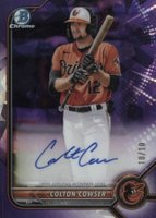 2022 Bowman Sapphire Edition Chrome Prospect Autographs #CC Colton Cowser Purple Baseball Card