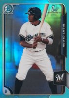 2015 Bowman Draft #34 Trent Clark Chrome-Sky Blue Refractor Baseball Card