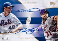 2019 Topps on Demand Dynamic Duals #10B-A Jacob DeGrom/Max Scherzer Autograph-Blue Baseball Card