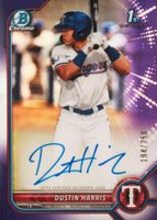 2022 Bowman Chrome Prospect Autographs #CPADHR Dustin Harris Purple Refractor Baseball Card