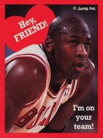 1989 Cleo Michael Jordan Valentines # Hey, Friend ! Hand Cut Basketball Card