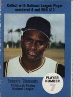 1968 Atlantic Oil Play Ball Game-Perforated # Roberto Clemente Play Ball Back Baseball Card