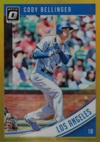 2018 Panini Donruss Optic #115 Cody Bellinger Swinging-Gold Baseball Card