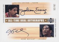 2002 Upper Deck Generations All-Time Dual Autographs #JE/KB Julius Erving/Kobe Bryant Basketball Card