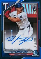 2024 Bowman Chrome Chrome Rookie Autographs #CRAWL Wyatt Langford Blue Refractor Baseball Card