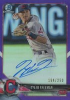 2018 Bowman Chrome Prospects Autographs #BCPATF Tyler Freeman Purple Refractor Baseball Card