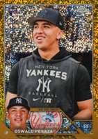 2023 Topps Chrome #132 Oswald Peraza SP-Gold Speckle Refractor Baseball Card