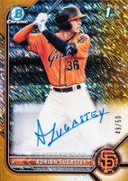 2022 Bowman Chrome Prospect Autographs #CPAAS Adrian Sugastey Gold Shimmer Refractor Baseball Card