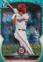2023 Bowman Chrome Prospects #BCP129 James Wood Aqua Shimmer Refractor Baseball Card