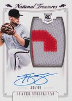 2015 Panini National Treasures #230 Hunter Strickland Material Autograph-Purple Baseball Card