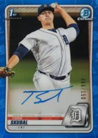 2020 Bowman Chrome Prospect Autographs #CPATS Tarik Skubal Blue Refractor Baseball Card