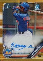 2019 Bowman Prospect Autographs Chrome #RM Ronny Mauricio Gold Refractor Baseball Card