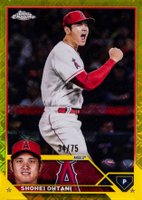 2023 Topps Chrome Logofractor Edition #17 Shohei Ohtani Yellow Refractor Baseball Card