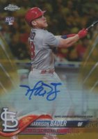 2018 Topps Chrome Rookie Autograph #RA-HB Harrison Bader Gold Refractor Baseball Card