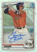 2020 Bowman Chrome Prospect Autographs #CPACC Connor Cannon Refractor Baseball Card