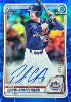 2020 Bowman Draft Chrome Draft Picks Autographs #CDAPC Pete Crow-Armstrong Blue Refractor Baseball Card