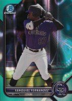 2022 Bowman Draft #BDC146 Yanquiel Fernandez Chrome-Aqua Lava Refractor Baseball Card
