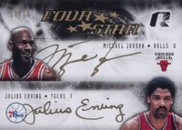 2008 Upper Deck Radiance Four Star Autographs #FSSTAR Michael Jordan/Julius Erving/Kobe Bryant/LeBron James Basketball Card