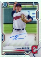 2021 Bowman Draft Chrome Draft Pick Autographs #CDATBI Tanner Bibee Refractor Baseball Card