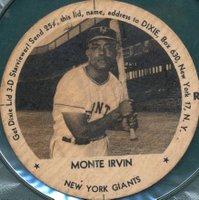 1954 Dixie Lids # Monte Irvin Baseball Card