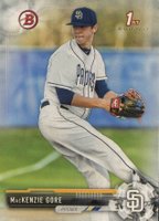 2017 Bowman Draft #BD25 MacKenzie Gore Wearing Glove Baseball Card