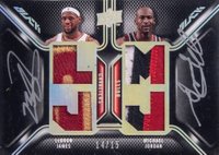 2008 Upper Deck Black Dual Patch Autographs #DPAJJ LeBron James/Michael Jordan Basketball Card
