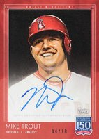 2019 Topps 150 Years of Baseball #117D Mike Trout Autograph-Red Baseball Card