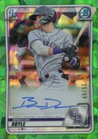 2020 Bowman Chrome Prospect Autographs #CPABD Brenton Doyle Green Atomic Baseball Card