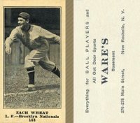1916 Wares #188 Zach Wheat Baseball Card
