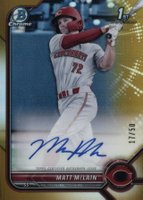 2022 Bowman Chrome Prospect Autographs #CPAMM Matt Mclain Gold Refractor Baseball Card