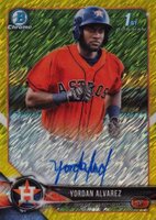 2018 Bowman Chrome Prospects Autographs #CPAYA Yordan Alvarez Yellow Shimmer Baseball Card