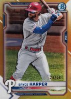 2021 Bowman Chrome #96 Bryce Harper Gold Refractor Baseball Card