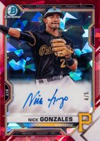 2021 Bowman Chrome Sapphire Edition Autographs #BSPANG Nick Gonzales Red Baseball Card