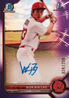 2022 Bowman Chrome Prospect Autographs #CPAWC Won-Bin Cho Purple Refractor Baseball Card
