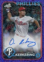 2024 Topps Chrome Rookie Autographs #RAOK Orion Kerkering Purple Speckle Refractor Baseball Card