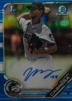 2019 Bowman Prospect Autographs Chrome #EC Edward Cabrera Blue Refractor Baseball Card