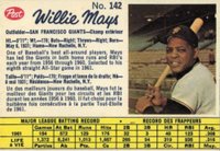 1962 Post Canadian #142 Willie Mays Perforated-Hand Cut Baseball Card