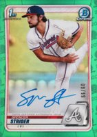 2020 Bowman Draft Chrome Draft Picks Autographs #CDASS Spencer Strider Green Refractor Baseball Card