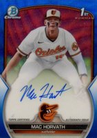 2023 Bowman Draft Chrome Prospect Autograph #CDAMH Mac Horvath Blue Wave Baseball Card