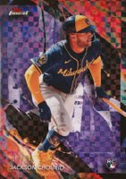 2024 Topps Finest #159 Jackson Chourio Purple Checkerboard Refractor Baseball Card