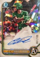2022 Bowman Chrome Prospect Autographs #CPADC Denzel Clarke Atomic Refractor Baseball Card