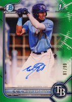 2022 Bowman Chrome Prospect Autographs #CPAWVZ Willy Vasquez Green Refractor Baseball Card