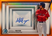 2022 Bowman Chrome Bowman in 3-D! #BDBMM Marcelo Mayer Autograph-Orange Refractor Baseball Card