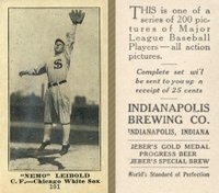 1916 Indianapolis Brewing #101 Nemo Leibold Baseball Card