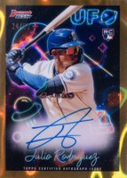 2022 Bowman's Best UFO Autographs #UFOAJRZ Julio Rodriguez Lava Refractor Baseball Card