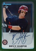 2011 Bowman Draft Bryce Harper Green Border Autograph #BPABH Bryce Harper Baseball Card
