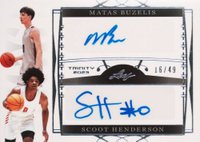 2022 Leaf Trinity Dual Autographs #DA22 Matas Buzelis/Scoot Henderson Silver Basketball Card