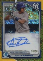 2024 Bowman Chrome Prospect Autographs #CPAAR Agustin Ramirez Gold Shimmer Baseball Card