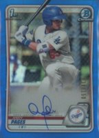 2020 Bowman Chrome Prospect Autographs #CPAAP Andy Pages Blue Refractor Baseball Card