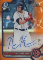 2022 Bowman Chrome Prospect Autographs #CPANK Niko Kavadas Orange Refractor Baseball Card